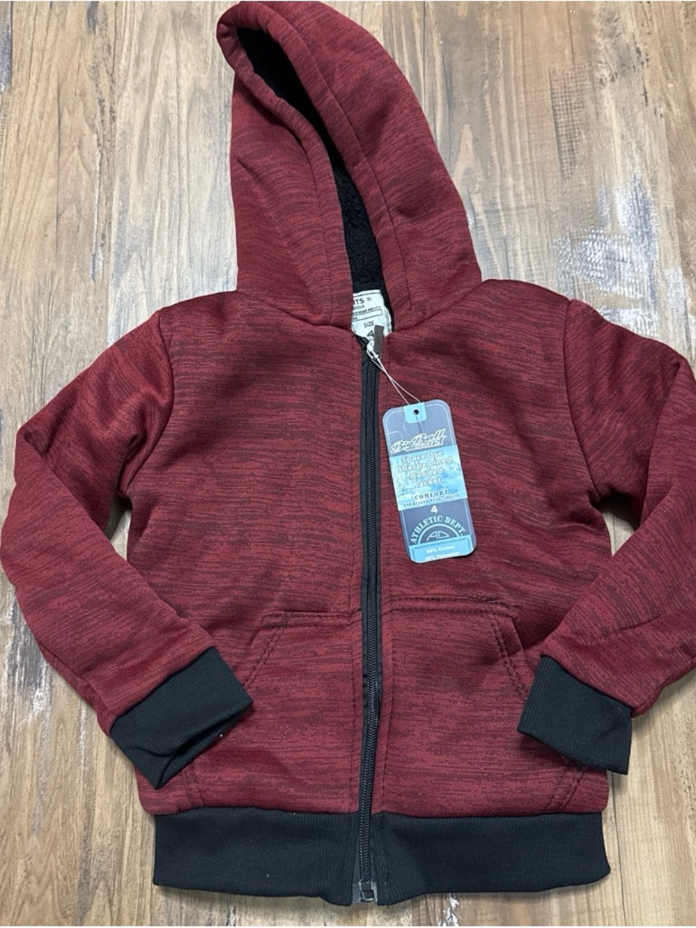Kids Maroon Hooded Zip Jacket